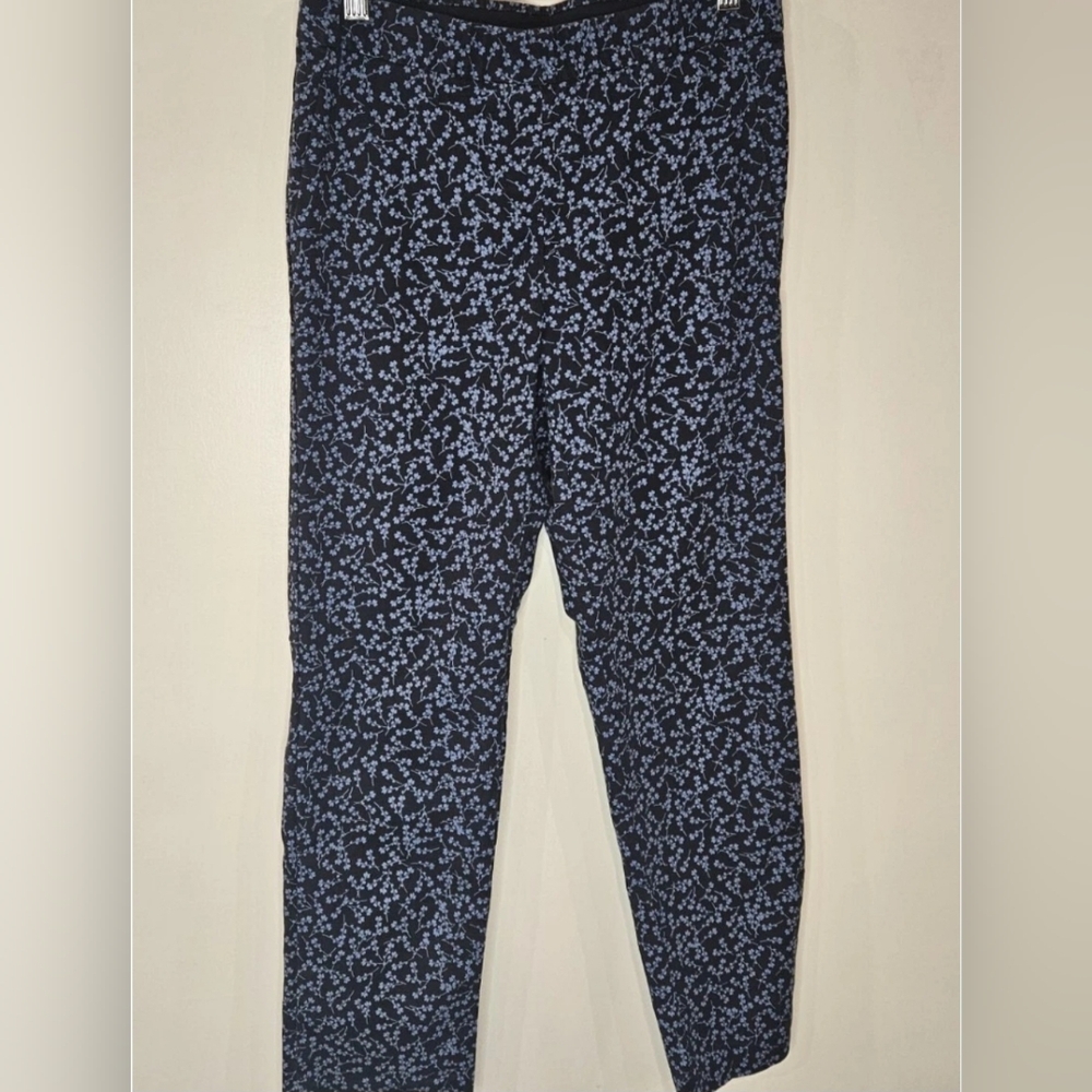 J Jill Floral Navy Blue Casual Pants